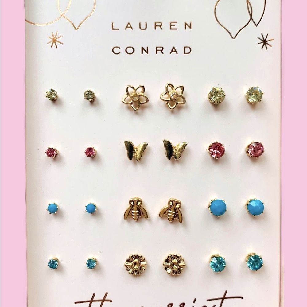 LC Lauren Conrad Gold and Teal Earring SetGift Set - Picture 2 of 4